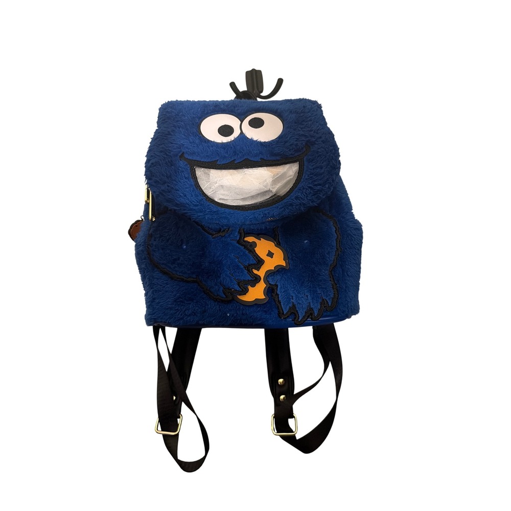 Loungefly Sesame Street Cookie Monster Plush Mini Backpack with Coin Purse Blue